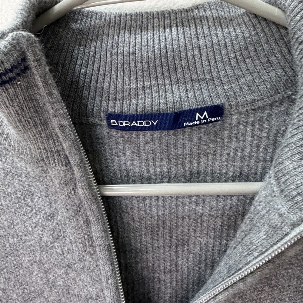 MEN'S B. DRADDY ALPACA 1/4 ZIP SWEATER, SIZE: M, COLOR: GREY - Picture 2 of 9